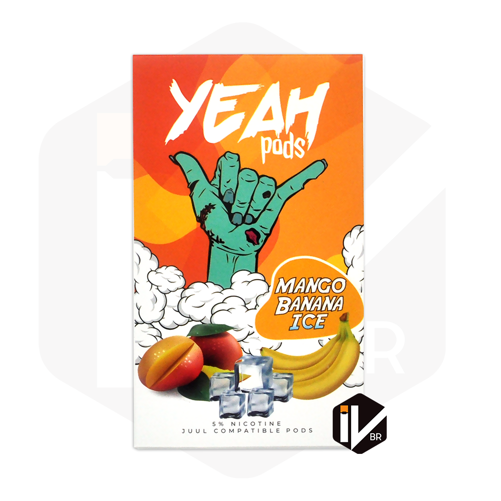 Refil Yeah sabor Mango Banana Ice (Manga com Banana)<br><br>Sem Nicotina<br>Caixa com 4 unds