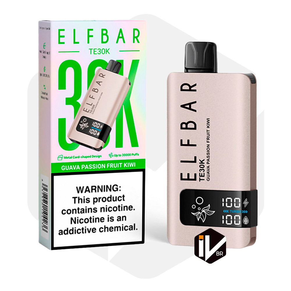 Cigarro Eletrônico Telfbar TE30K Guava Passion Fruit Kiwi - Vista Frontal